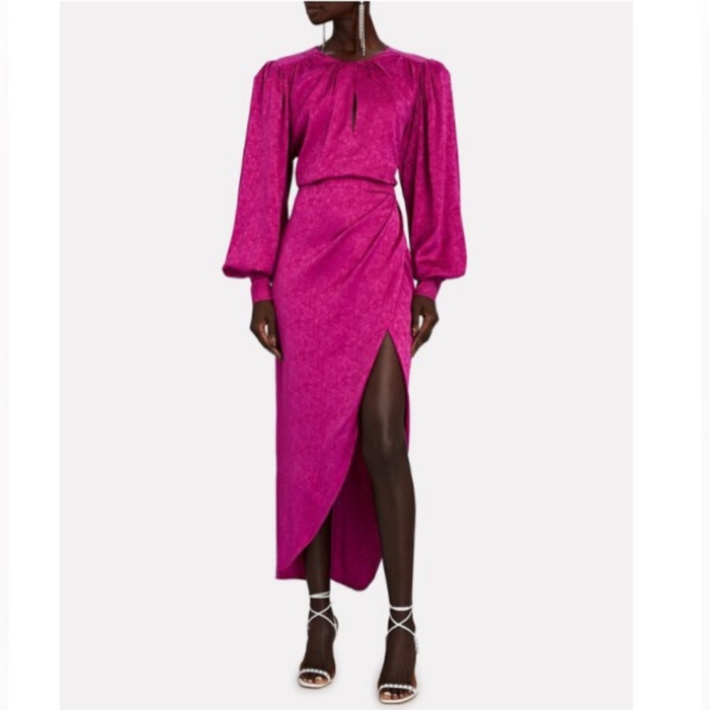 RONNY KOBO Adola Twisted Satin Jacquard Maxi Dress